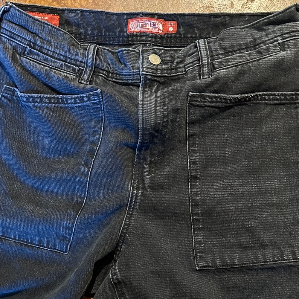 Lucky Brand Faded Denim Pants. High rise wide leg